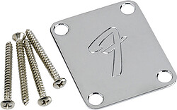 Fender® Neckplate "F" 4-hole chrome  