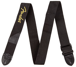 Fender® Poly Strap bk, yellow logo, 5cm  